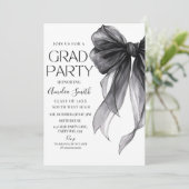 Graduation Party Invitation Black Bow Graduation A 招待状 (スタンド正面)