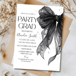 Graduation Party Invitation Black Bow Graduation A 招待状
