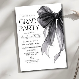 Graduation Party Invitation Black Bow Graduation A 招待状