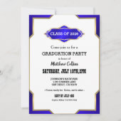Graduation Party Invitation blue Retro Inspired  招待状 (正面)