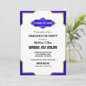 Graduation Party Invitation blue Retro Inspired  招待状 (スタンド正面)
