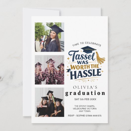 Graduation Party Invitation Custom Photo Collage 招待状 (正面)