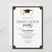 Graduation Party Invitation Elegant Blue Editable 招待状 (正面)