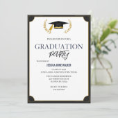 Graduation Party Invitation Elegant Blue Editable 招待状 (スタンド正面)