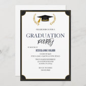 Graduation Party Invitation Elegant Blue Editable  招待状 (正面/裏面)