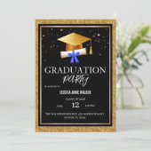 Graduation Party Invitation Elegant Gold Editable  招待状 (スタンド正面)