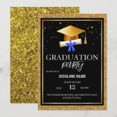 Graduation Party Invitation Elegant Gold Editable  招待状 (正面/裏面)