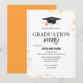 Graduation Party Invitation Elegant Gold Editable 招待状 (正面/裏面)