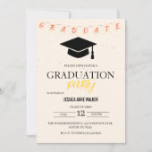 Graduation Party Invitation Elegant Gold Editable  招待状 (正面)
