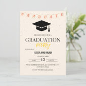 Graduation Party Invitation Elegant Gold Editable  招待状 (スタンド正面)