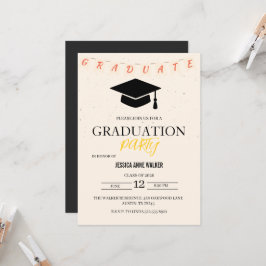 Graduation Party Invitation Elegant Gold Editable  招待状