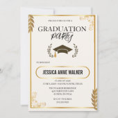 Graduation Party Invitation Elegant Gold Editable  招待状 (正面)
