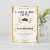 Graduation Party Invitation Elegant Gold Editable  招待状 (スタンド正面)