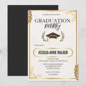 Graduation Party Invitation Elegant Gold Editable  招待状 (正面/裏面)
