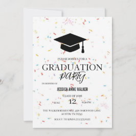 Graduation Party Invitation Elegant Gold Editable 招待状