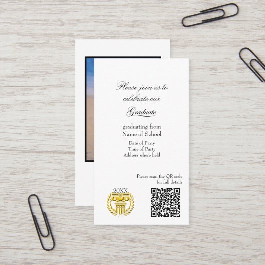 Graduation Party Invitation Enclosure Card 名刺 (正面/裏面インサイチュ)