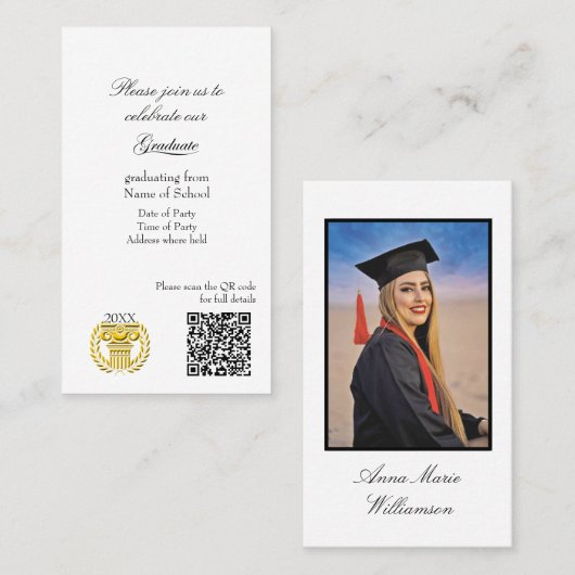 Graduation Party Invitation Enclosure Card 名刺 (正面/裏面)