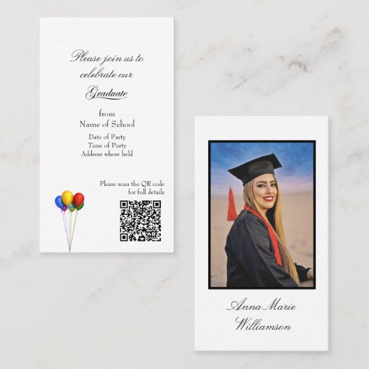 Graduation Party Invitation Enclosure Card 名刺 (正面/裏面)