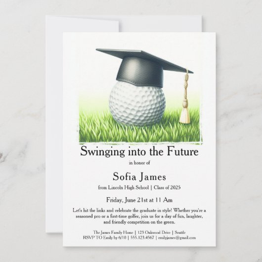 Graduation Party Invitation Golf Theme 招待状 (正面)