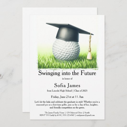Graduation Party Invitation Golf Theme 招待状 (正面/裏面)