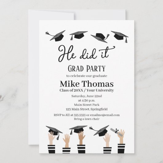 Graduation Party Invitation Grad Party 招待状 (正面)