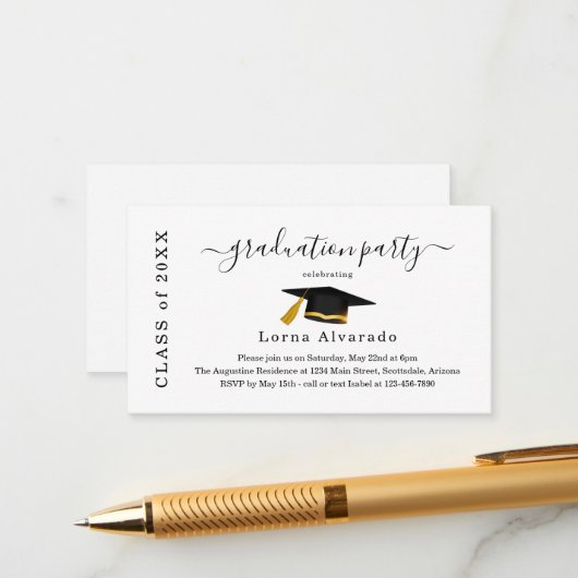 Graduation Party Invitation Insert エンクロージャーカード (正面/裏面インサイチュ)