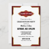 Graduation Party Invitation Red Retro Inspired  招待状 (正面)