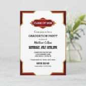 Graduation Party Invitation Red Retro Inspired  招待状 (スタンド正面)