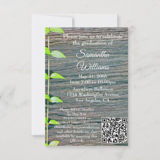 Graduation Party Invitation, Rustic Boards Card カード (正面)