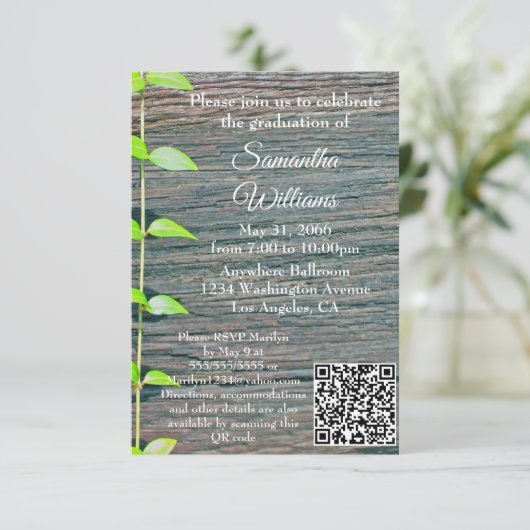 Graduation Party Invitation, Rustic Boards Card カード (スタンド正面)