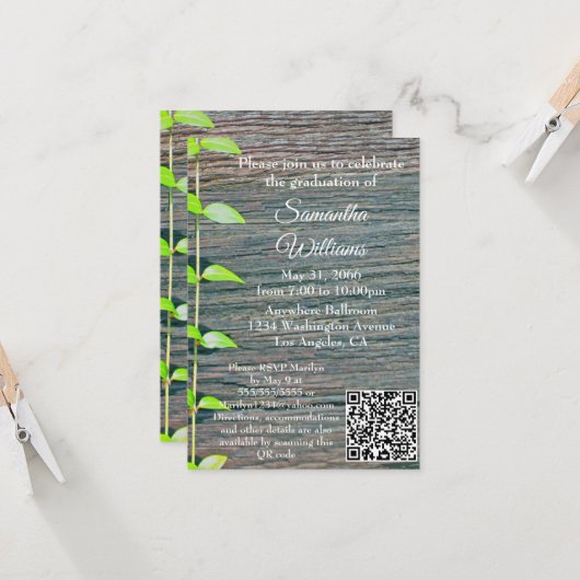 Graduation Party Invitation, Rustic Boards Card カード (正面/裏面インサイチュ)