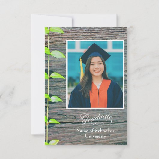 Graduation Party Invitation, Rustic Boards Card カード (裏面)
