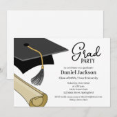 Graduation Party Invitation tassel hat Grad Party 招待状 (正面/裏面)