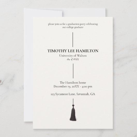 Graduation Party Invitation with Black Tassel 招待状 (正面)