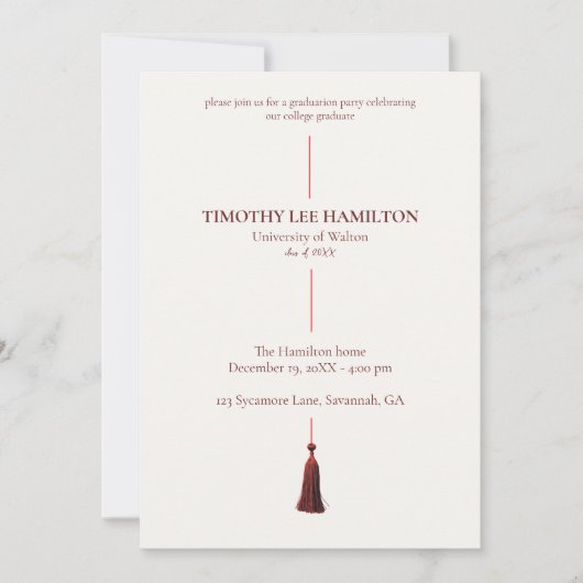 Graduation Party Invitation with Red Tassel 招待状 (正面)