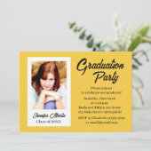 Graduation Party Invitation yellow simple photo 招待状 (スタンド正面)