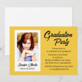 Graduation Party Invitation yellow simple photo 招待状 (正面/裏面)