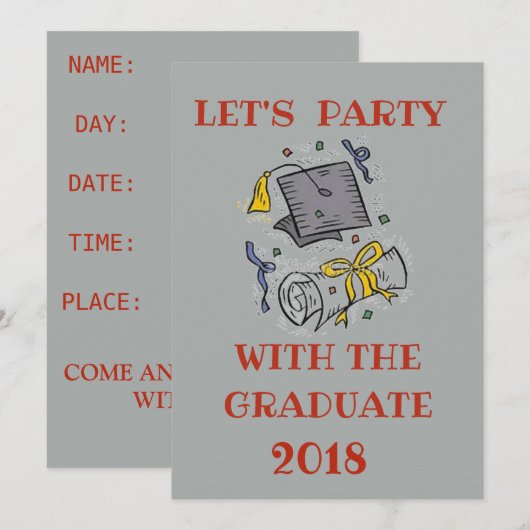 GRADUATION PARTY INVITE 招待状 (正面/裏面)