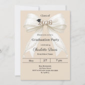 Graduation party ivory bow champagne 2026 招待状 (正面)