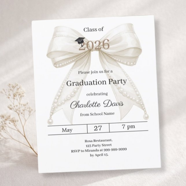 Graduation party ivory bow class 2026 invitation (クリエイターアップロード済み)