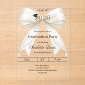 Graduation party ivory bow class of 2026 luxury アクリル招待状 (正面)