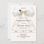 Graduation party ivory bow cream class of 2026 招待状 (正面)