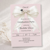 Graduation party ivory bow pink class of 2026 招待状