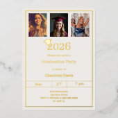 Graduation party ivory gold photo luxury 箔招待状 (正面)