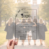Graduation party minimalist modern She did it アクリル招待状