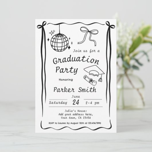 Graduation Party Modern 招待状 (スタンド正面)