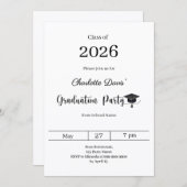 Graduation party modern class of 2026 招待状 (正面/裏面)