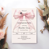Graduation party pink bow cream class of 2026 招待状
