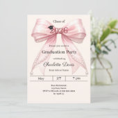 Graduation party pink bow cream photo arch 2026 招待状 (スタンド正面)