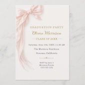 Graduation Party Pink Bow Photo  招待状 (正面)